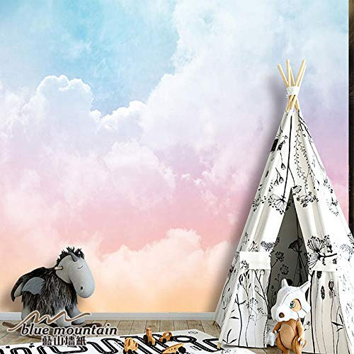 Rosa Tapete rotes Mädchen rosa Tapete Himmel Wolke Fitness Tanzraum Schönheit Nagel Shop Kinderzimmer 3D Wandbild Tapete Wohnzimmer Schlafzimmer200cm×140cm