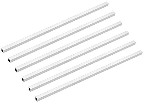 sourcing map 6063 Aluminium-Vierkantrohr, 8 mm x 8 mm x 1 mm, Wandstärke, 300 mm Länge, nahtlos, gerade, 6 Stück
