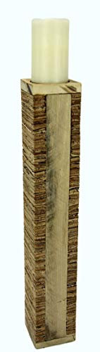 Kerzenhalter Säule aus Holz/Kork Adventskranz Kerzenständer Deko Weihnachtsdeko Stumpenkerze Laterne aus Holz Landhausstil Antik-Braun Alpenhütte Shabby Adventskranz