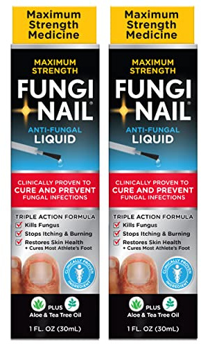 Fungi-Nail Anti-Fungal Liquid Solution, 1 Oz (Pack of 2), Kills Fungus, Athletes Foot Treatment, Toe Fungus Treatments w/Tolnaftate, Clinically Proven to Cure and Prevent Fungal Infection