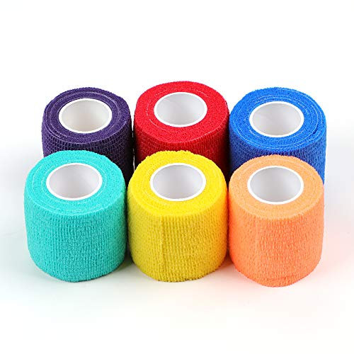 STIGMA 6 Stück Einweg Tattoo Griffband Tattoo Grip Cover Wrap Elastisches selbstklebendes Bandagenband für den Tattoo Maschine Grip Farben (2 x 5 Yards) TC623