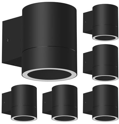 ledscom.de 6 Stück Wandleuchte BIDO für außen, Aluminium, schwarz matt, Downlight inkl. GX53 LED Lampe, 420lm weiß