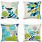 Artscope wasserdichte Kissenbezugen, 4 Stück Blau-Grüne Blumen und Vögel Kissenhülle Atmungsaktiv Kissen Fall für Outdoor Balkon Terrasse Patio Garten Bauernhaus Dekor 45 x 45cm