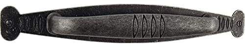 Griff mit Platte Samos LA 96 mm, Breite 153,5 mm, ZN/Stahl eisenfärbig brüniert