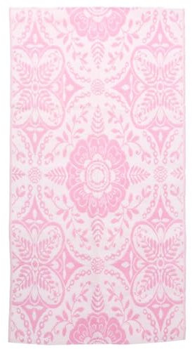 vidaXL Outdoor Teppich Zweischichtiger Jacquard Terrassenteppich Außenteppich Küchenteppich Indoor Terrasse Balkon Flur Küche Bad Rosa 120x180cm PP