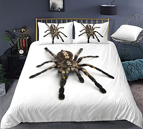 Andrui. Bettwäsche 3D Spinne Weiß Schwarz Bettbezüge mit Kissenbezug Microfaser Himmlische Qualität (Spinne 11,155 * 220+80 * 80 * 1)