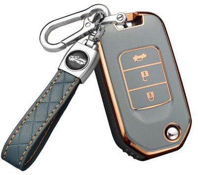 HIBEYO Coque de clé de Voiture Intelligente - Convient pour Honda Vezel CR-V Jazz Civic HR-V - 3 Boutons (Gris Bleu)