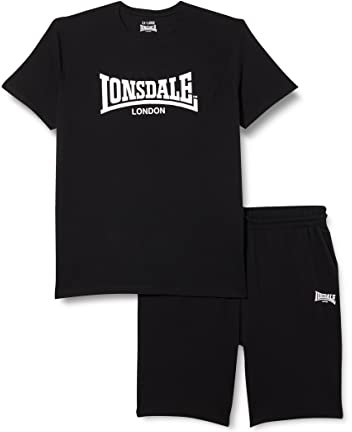 Lonsdale Herren MOY T-Shirt & Shorts Set, Black/White, XL