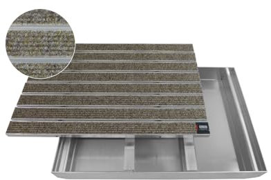 EMCO Eingangsmatte DIPLOMAT Large Rips sand + ALU Bodenwanne Fußmatte Schuhabstreifer Fußabstreifer, Größe:1000 x 500 mm