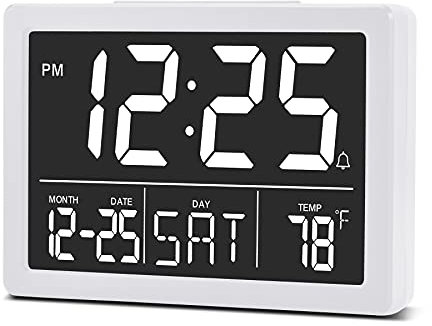 SZELAM Digital Alarm Clock - 5.5 Large LED Display, 6 Brightness Levels, Adjustable Volume, Date and Temperature Display for Bedside, Desk, Bedroom