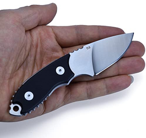 JPCRMOV Mini Coltello a Lama Fissa Acciaio D2, Coltello da Collo Tutto Codolo, Coltellino da Caccia Extra Affilata, Breve Outdoor Coltello Sopravvivenza, Bushcraft Camping Piccolo Attrezzo