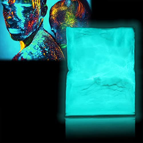 Fluoreszierender Pulver 100 g, Selbstleuchtend Nachtleuchtende Professionelle Lumineszenz Pigmente phosphoreszierend und ungiftig, Halloween Deko Phosphoreszierende Farbe Photolumineszenz