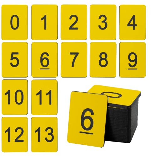 Nummernschilder, Kunststoff, rechteckig, 0–100, Gelb