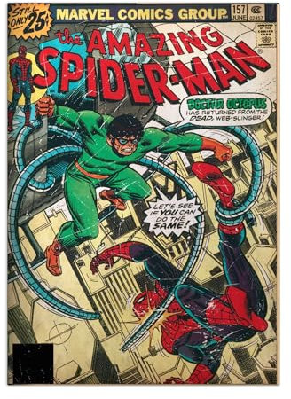 Displate Offiziell Spiderman MetallPoster Magnetische Befestigung Inklusive Lizenziert Bilder Hochwertiges Poster Spider Man Retro - Doctor Octopus Poster 45 cm x 32 cm