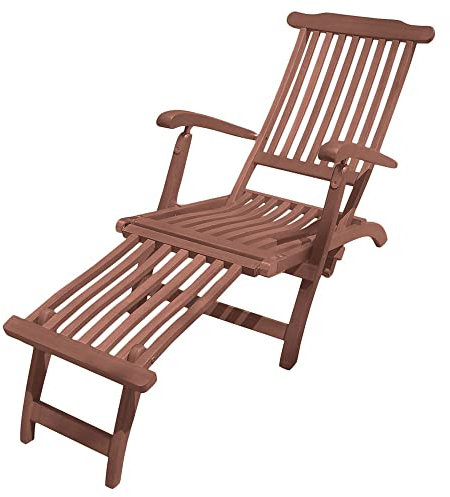Lomadox Deckchair Gartenstuhl Liegestuhl mehrfach verstellbar aus Eukalyptus