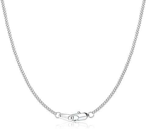 Krfy Kette für Damen 925 Silber 1.35 mm Panzerkette mit Diamantschliff für Damen und Mädchen, Weißgold Plattierte Glänzende Robuste Italienische Kette Ohne Anhänger,Länge 41-61cm