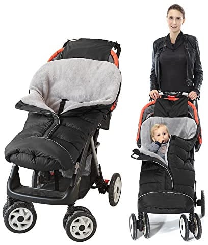 Fairy Bady Babyfußsack Baby Fußsack Winter-Fußsack für Kinderwagen Universal Fußsack für Babyschale Fußsack mit Reißverschluss und Kordelzug(Schwarz)