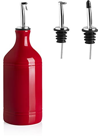 Sweejar Home Bottiglia dispenser per olio d'oliva, in porcellana, opaca, protegge l'olio per ridurre l'ossidazione, adatta per conservare olio, aceto, salsa di soia e altri liquidi, 1 pezzo, 460 ml