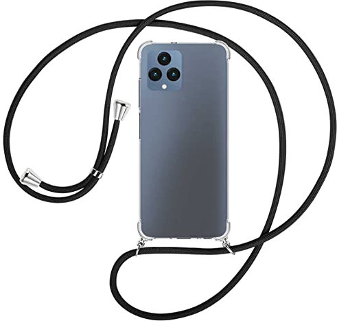 mtb more energy® Handykette kompatibel mit Telekom T Phone - schwarz - Smartphone Hülle zum Umhängen - Anti Shock Full TPU Case