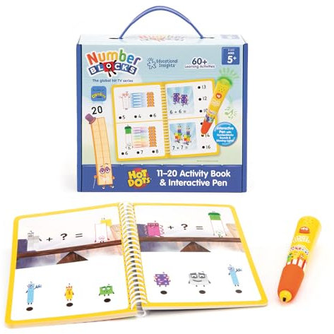 Learning Resources Hot Dots Numberblocks 11–20 Activity Book Age 5+ & Interactive Pen, Over 60 Activities Included, Numberblocks Gifts, Ages 5+, Green,red
