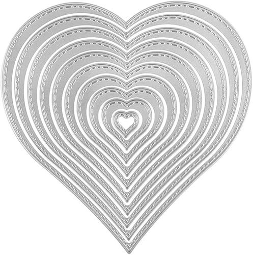 Gowxs Stanzschablonen in Herzform für Kartenherstellung, Stanzschablonen für Bastelarbeiten, Scrapbooking, Fotoalbum, dekorative Prägepapier-Stanzformen für Kartenherstellung, 10 Stück