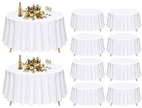 10er-Pack runde Tischdecken, weiße runde Tischdecken, runde Tischdecken 228 cm, weiße Tischdecken, runde, waschbare Tischdecken aus Polyesterstoff für Hochzeiten, Bankette oder Restaurants (weiß)