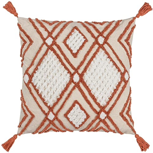 furn. Aquene Polyester Filled Cushion, Natural/Brick, 50 x 50cm