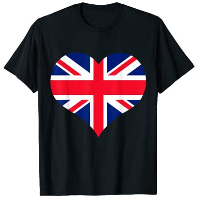 Union Jack British Flag Heart British Men Women Boys Girls T-Shirt