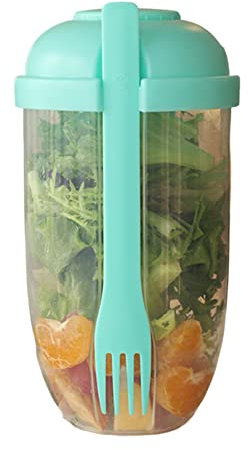 Fresh Salad Cup Overnight Oats Container Salad Dressing Container to Go Salad Meal Shaker Salad Dressing Holder Shaker Cup for Lunch Green