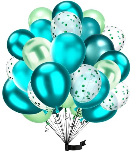 30Stück Grün Luftballon Set, 12 Zoll Metallic Chrom Grün Weiß Konfetti Ballons Rosa und rosagold Helium ballon Latex,für Kinder Geburtstag, Hochzeit, Babyparty, Dekoration