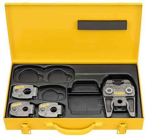 Rems 574613 R Jeu de bagues de sertissage S (V 15 + 18 + 22 Z8, avec pince intermédiaire, orientable en continu, dans un coffret en tôle d'acier)