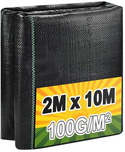 BoloShine Malla Antihierbas 2mx10m, Tela para Control de Maleza, Malla Sombreo Geotextil contra Malas Hierbas para Huerta Jardín Patios(Negro)