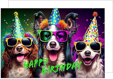 Edition Seidel Premium XXL Maxi Glückwunschkarte zum Geburtstag mit Umschlag Format DIN A4. Geburtstagskarte Grußkarte Karte coole Hunde Party Sprüche (A4-G3503)