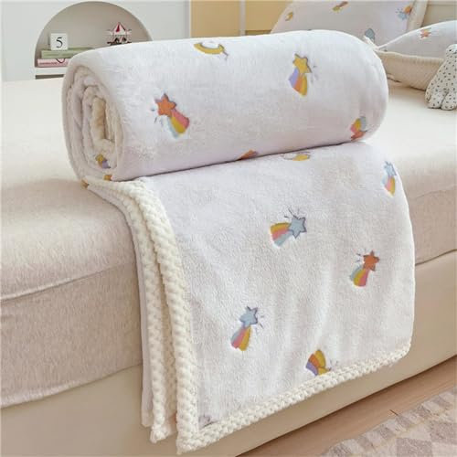 Highdi Kuscheldecke Flauschig Warm, Kawaii Warme Wohndecke Kinder Decke Flauschige Couchdecke Überwurf Fleecedecke als Tagesdecke Sofadecke Bett oder Sofaüberwurf Blanket (150 * 200cm,Regenbogen)