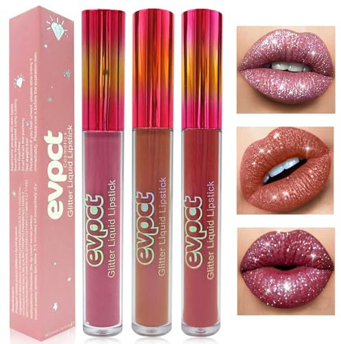 Likesing 3 Piezas Pintalabios Permanente Purpurina Rojo Labiales Mate Larga Duracion Labial Lip Tint Gloss Stain Brillo Tinta Barra de Labios Tinte Labios Lipstick Set Kit (3 Piezas (1, 5, 6))
