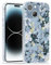 SCORPIFY for iPhone 15 Plus Case with Blue Nemophila Floral Design, Cute Clear Flower Phone Cover for Women Girls, [Non Yellowing] Slim Shockproof Bumper with Gold Accents