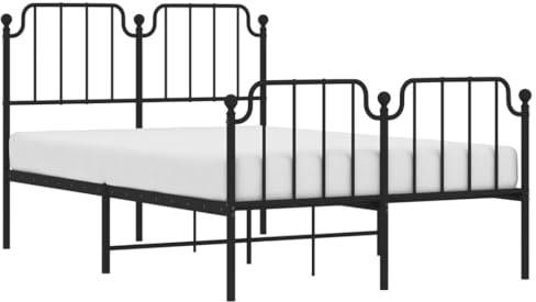 vidaXL Bettgestell mit Kopf- und Fußteil Metall Schwarz 120x200 cm