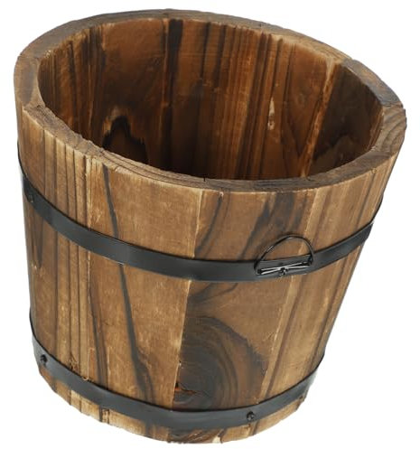 BESPORTBLE Maceta De Madera Rústica para Suculentas y Bonsáis Asas Jardín Interior y Exterior Diseño Vintage Tamaño Mediano Decoración del y Jardín Macetero Multifuncional
