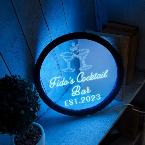 Benutzerdefinierte Cocktail Bar Leuchtreklame, Paradise Bar Schild, Runder Holzrahmen, Acryl Cocktail Neon Bar Schild, Personalisiertes Bar Namensschild, Hölzernes Bar Schild, Pub Club LED Lichtdekor