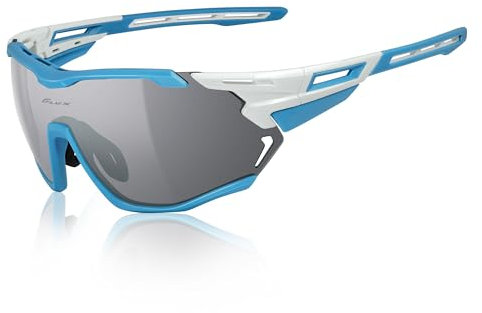 ICECUBE VENTURA Hochleistungs-Sonnenbrille: Anti-Beschlag-PC-Gläser, belüfteter TR90-Rahmen, 100% UV-Schutz, ideal für Sport und Radfahren (White-BL/Grey)