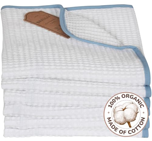 Betully 50x70 cm Waffelpique Geschirrtücher Set 6 Stück aus 100% Baumwolle Schnelltrocknendes 500 gr/m² Türkisches Baumwolle Handtücher Set (Weiß)