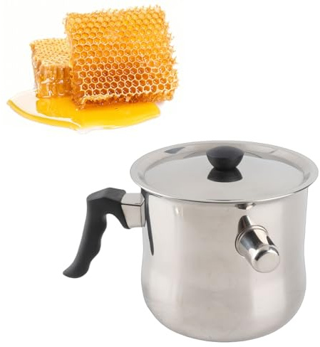 Bienenwachs-Schmelztopf, Bienenwachs-Gießtopf aus Edelstahl, Hitzebeständig, Imkerei-Wachs-Schmelztopf mit Deckel Zum Schmelzen von Bienen (1.5L)