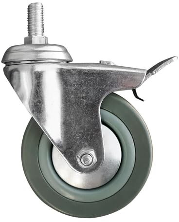 pokm toolsmarket - Ø 125mm Transportrollen mit Bremse, Möbelrollen, Lenkrollen mit Gewinde Stift, Rollen für Möbel, Ø 50-125 mm, mit Gummi, Transportroller mit Feststellbremse, Schwerlastrollen 3064