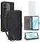 IUQXU for Blackview Wave 6C Wallet Phone Case with Screen Protector [RFID Blocking] Leather Flip Card Holder Kickstand Wrist Strap Women Men Cell Phone Case for Black View Wave 6 C Wave6C Black
