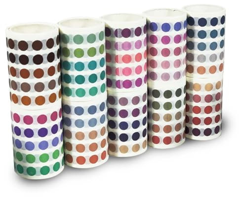 PENGYETHTY 10 Rollen,8mm Washi Tape 12500 Stück Punktaufkleber Klebeband Bunt Masking Tape Süß Dekoratives Tape für Verschönern Bullet Journals, Scrapbooking Supplies, Diy Handwerk, Planners