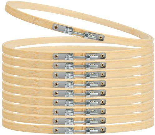 YOPEUC 10 Stück Embroidery Hoop, Runder Stickrahmen 20 cm, Kreuzstich Ring Stickrahmen Holz Set Bambus Stickrahmen Holz 20 cm für DIY Handwerk Nähen, Kunsthandwerk Handliches Nähen