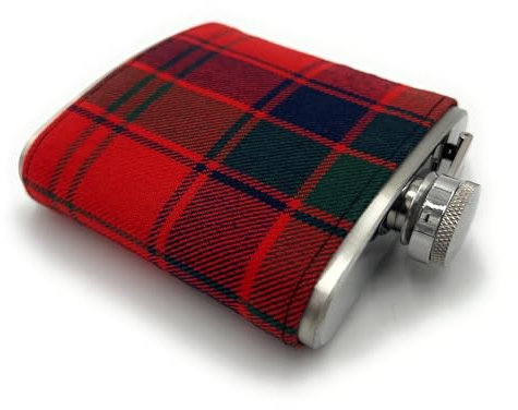 Tartan Stainless Steel Hip Flask Boxed 6oz / 8oz (Robertson Red, 6oz)