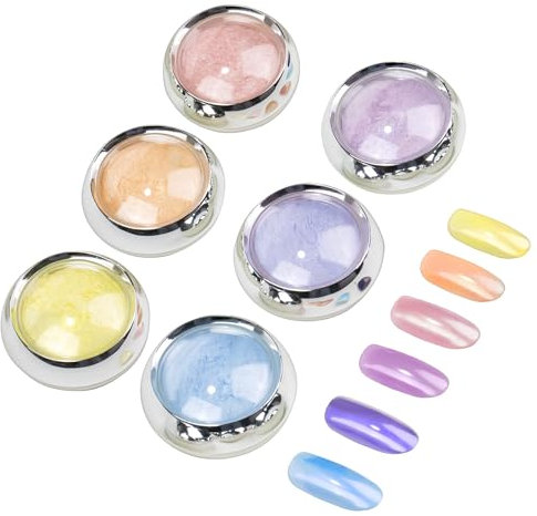 Chrome Nail Powder, Magic Mirror Finish for Nail Art, Nail Chrome Powder for Different Base Colours Different Effects,6 Color