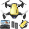 SIMREX Mini Drone With 720P Camera for Kids Adults,RC Quadcopter Foldable,Altitude Hold, 3D Flip, Headless Mode, Gravity Control, 2 Batteries, Easy for Beginners,Yellow