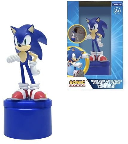 Lexibook, Sonic The Hedgehog, Veilleuse avec Haut-Parleur pour Chambre d'enfant, lumière Douce, à Piles, Bleu, NS01SN